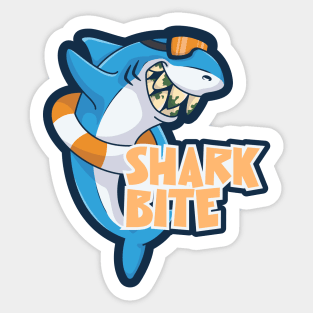 Cute big teeth blue shark character Sticker